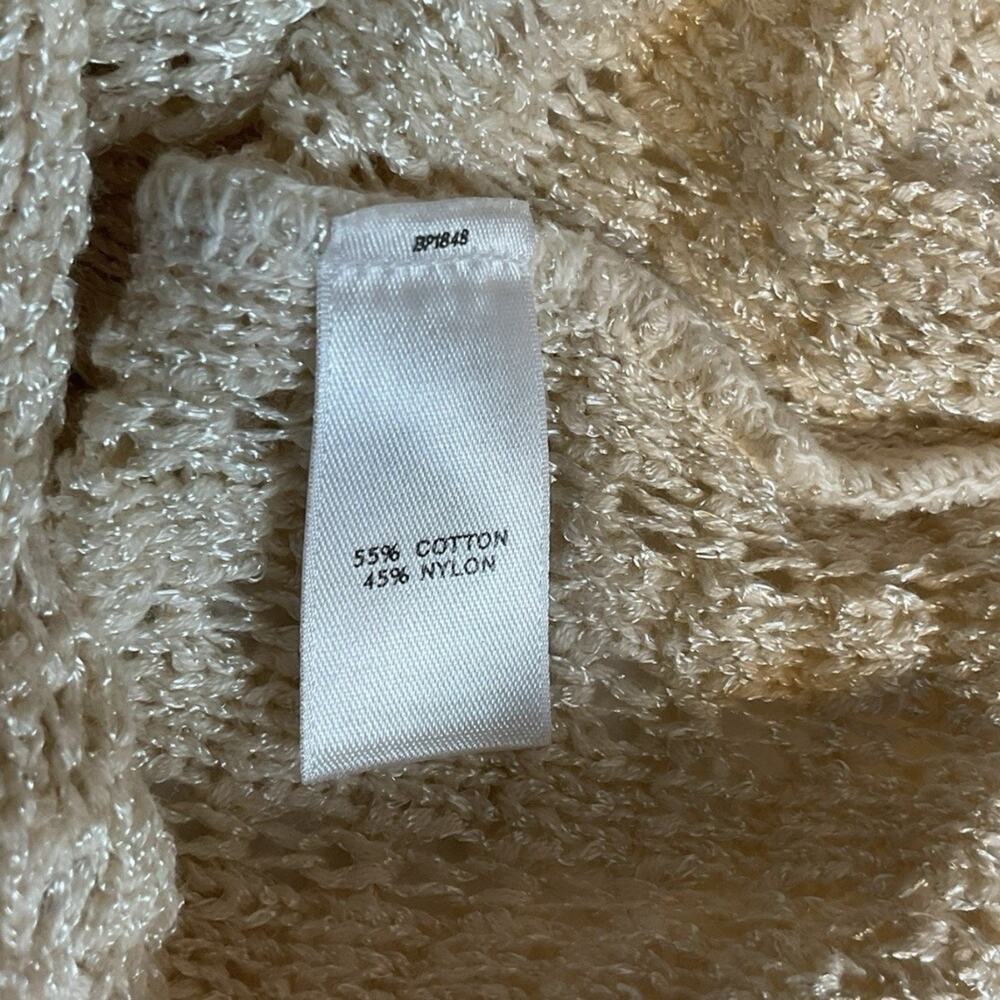 Frenchi Womens Size M Open Weave Long Sweater Butter‎ Cream Knit 3/4 Sleeve - Picture 6 of 7